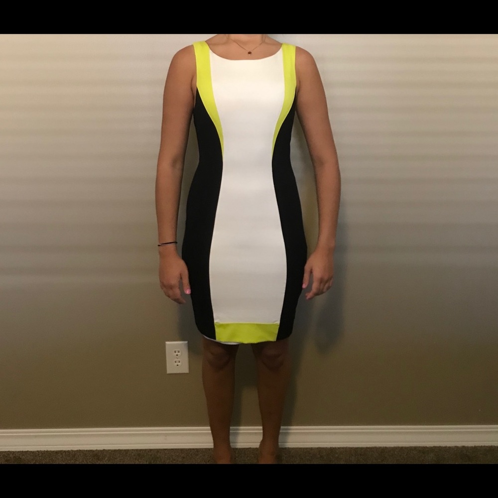 Bebe white/green/black short dress